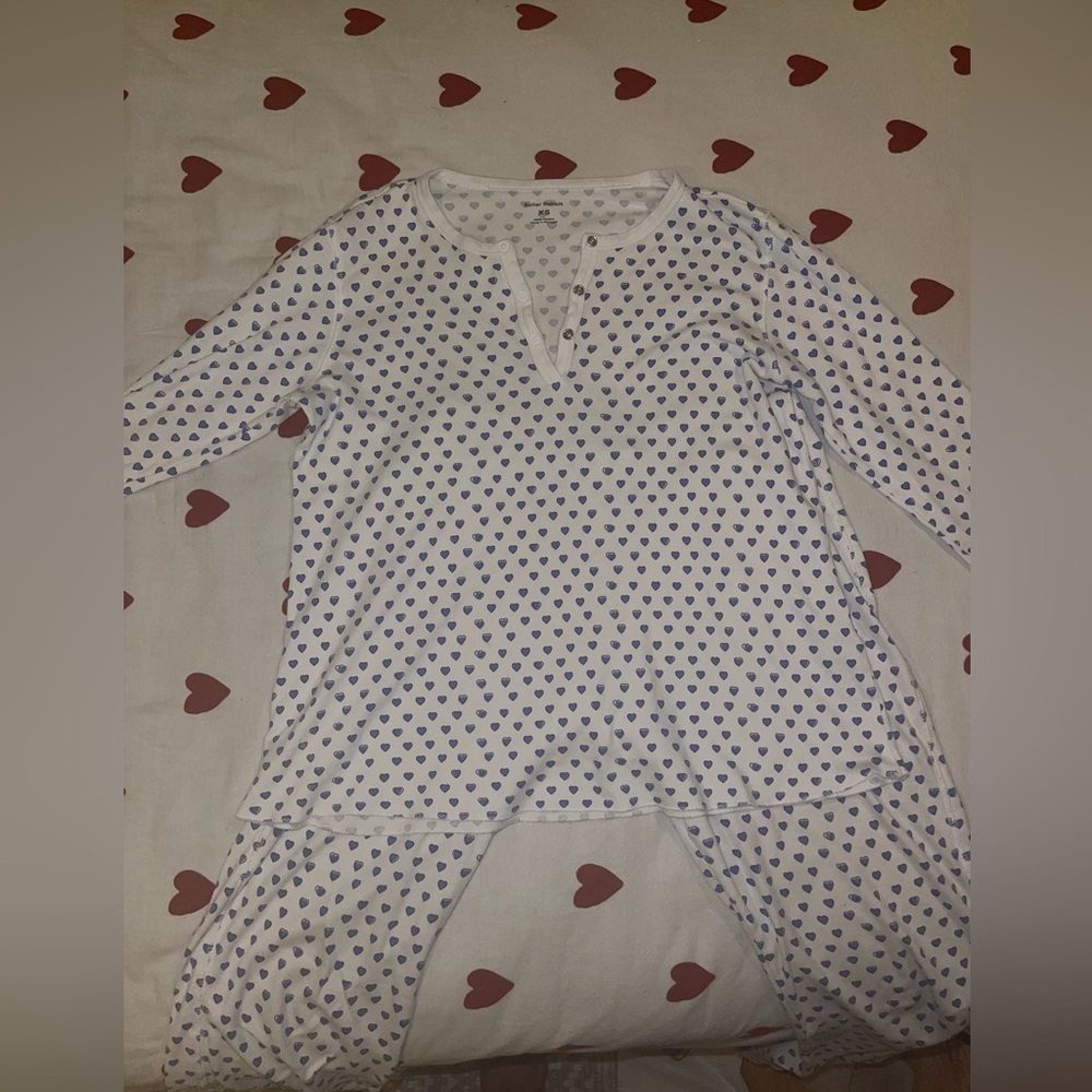 Roller Rabbit Blue Hearts Long Sleeve Pajama Set